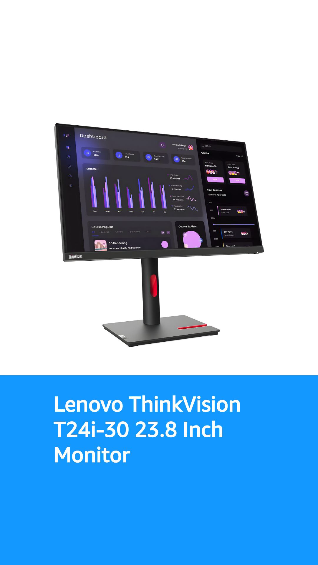 Lenovo ThinkVision T24i-30 23.8 Full HD WLED LCD Monitor - 16:9
