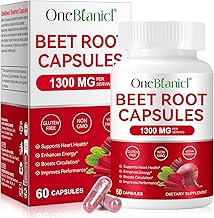 Beetroot Extract Capsules 1300mg - High Strength Beet Root Supplement 60 Vegan Capsules- Nitric Oxide - for Energy & Endurance Support