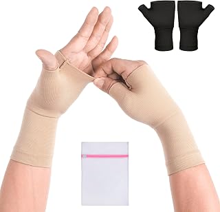 360 RELIEF Wrist and Thumb Support - for Arthritis | Joint Pain, Sprain, Sports, Hand Instability, Improve Circulation | for Men and Women | 1 Pair - 2 PCS, Medium, Beige with Mesh Laundry Bag |