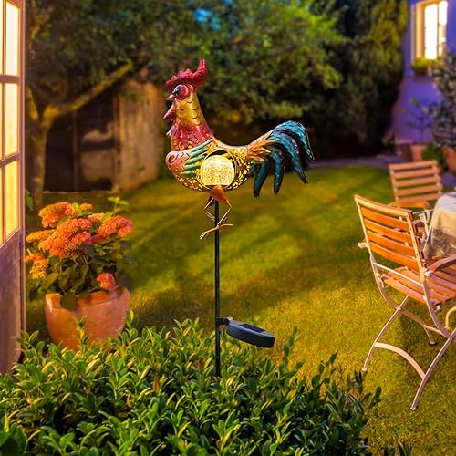 Miniatura 3 de Tryme Luces solares de gallo para exteriores, decoración de jardín, estatua de jardín, regalos para amantes de los pollos, mujeres, madres, arte de