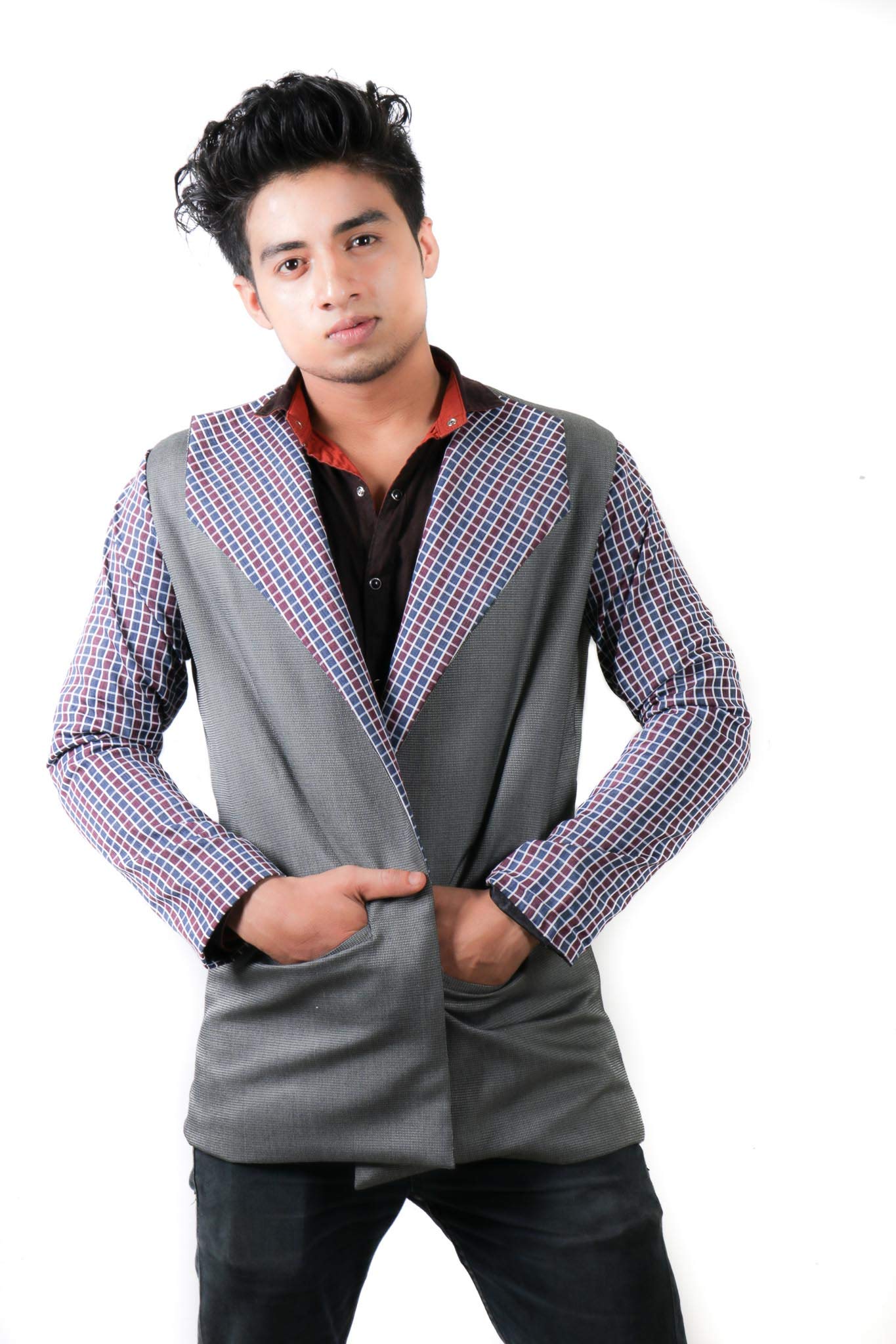 Vooz Checkered Jacket Gray