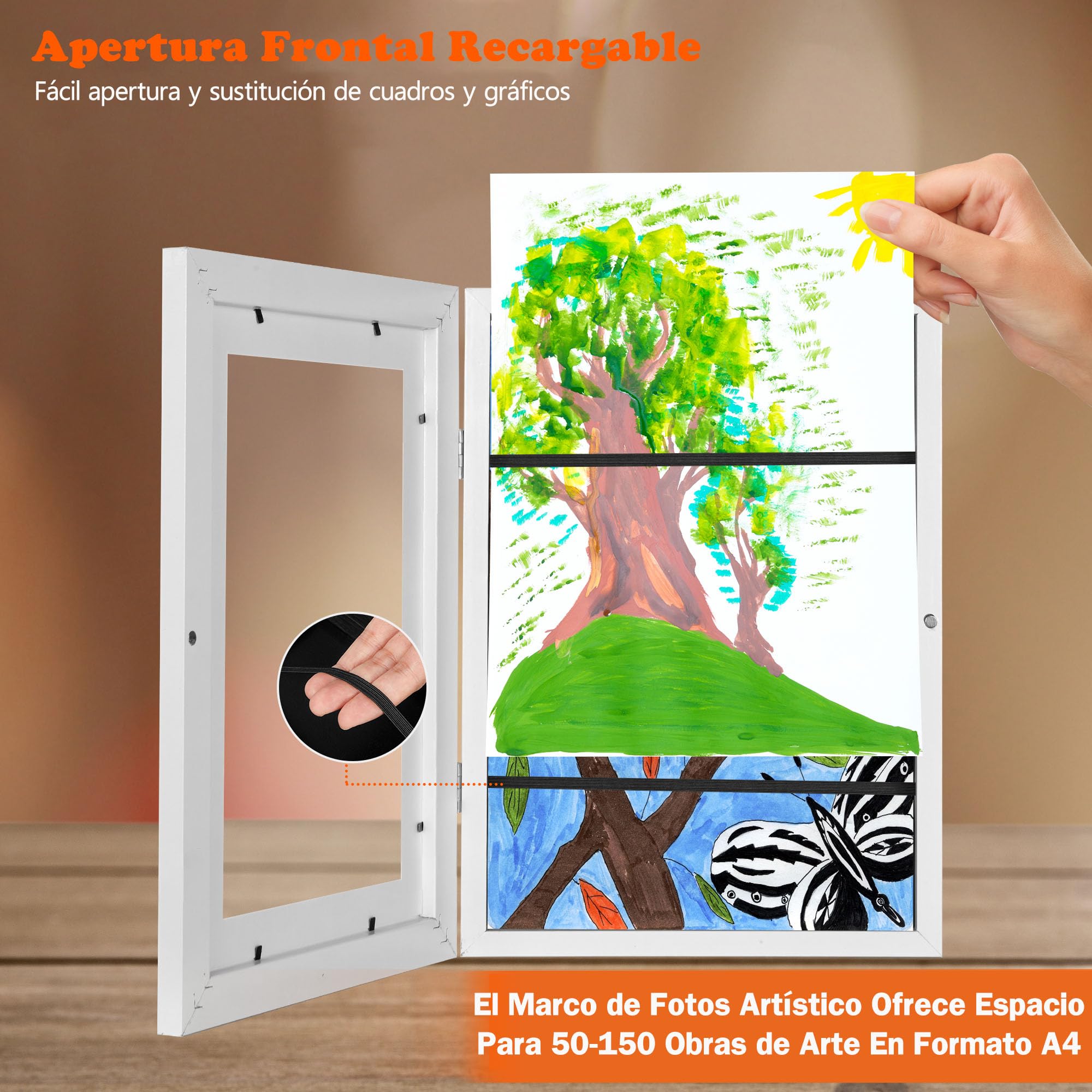 Cadres photos artistiques pour enfants A4 rechargeable 50-150 feuilles blanc