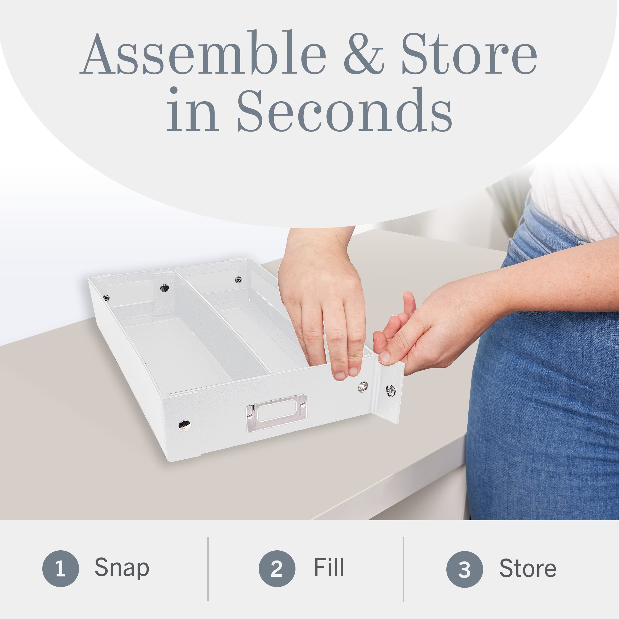 Snap-N-Store Caja de almacenamiento de cinta de casete – 2 unidades – Cajas duraderas con tapas para sostener hasta 50 cajas de casete – Blanco