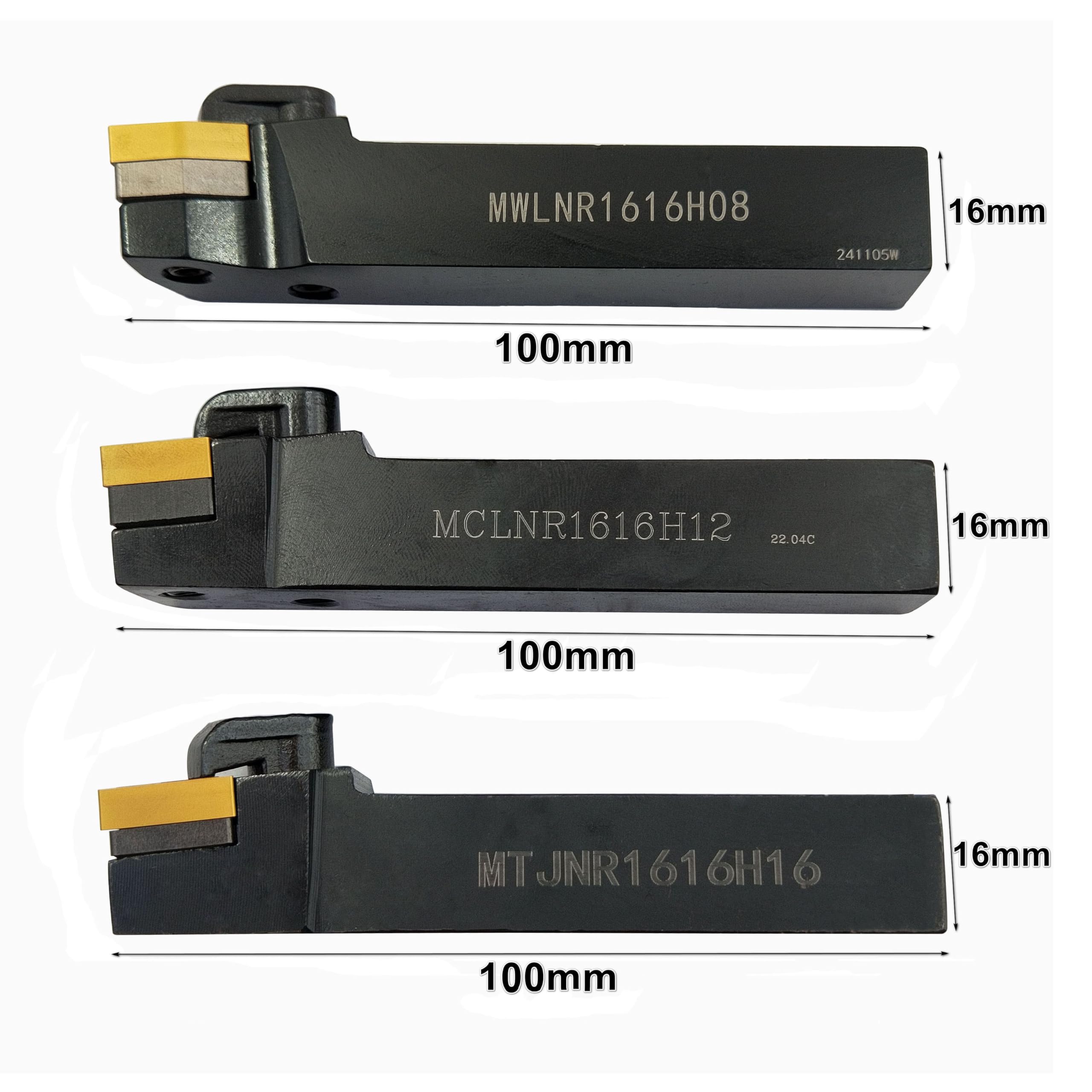 5/8" 16PCS CNC Tornos Excircle Soporte para herramientas giratorias, MTJNR1616H16+MWLNR1616H08+MCLNR1616H12+WNMG431,CNMG431,TNMG331,TNMG331Hartmetalleinsätze+ST1603, SW0804, SC1204+MCT513 、MCT617+