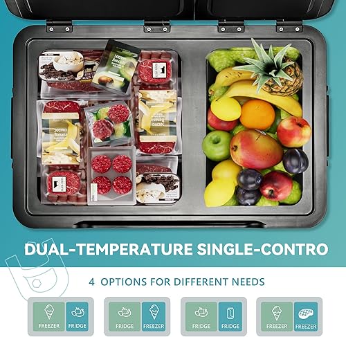 Miniatura 2 de EUHOMY Refrigerador de 12 voltios, enfriador eléctrico de doble zona de 58 cuartos de galón, control de aplicación, refrigerador de automóvil con