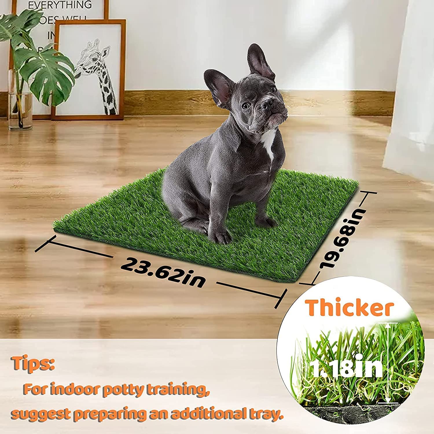 50 X 60 cm Gazon Artificiel pour Chiens, intérieur et extérieur, Fausse Herbe pour Chiens, Zone d'apprentissage de la propreté, terrasse, pelouse, décoration