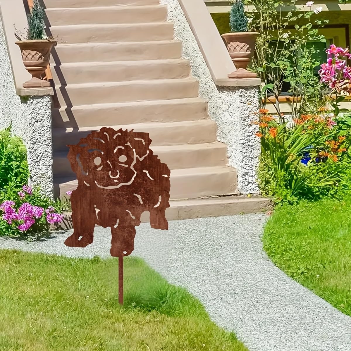 Piquet décoratif de Jardin en métal rouillé en Forme de Chien, décoration extérieure Durable avec Un Adorable Motif Animal, Piquet de 30 cm pour terrasses et patios