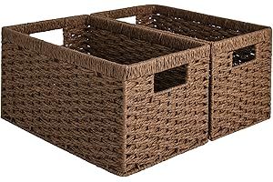 StorageWorks Wicker Baskets with Built-in Handles, 2-Pack