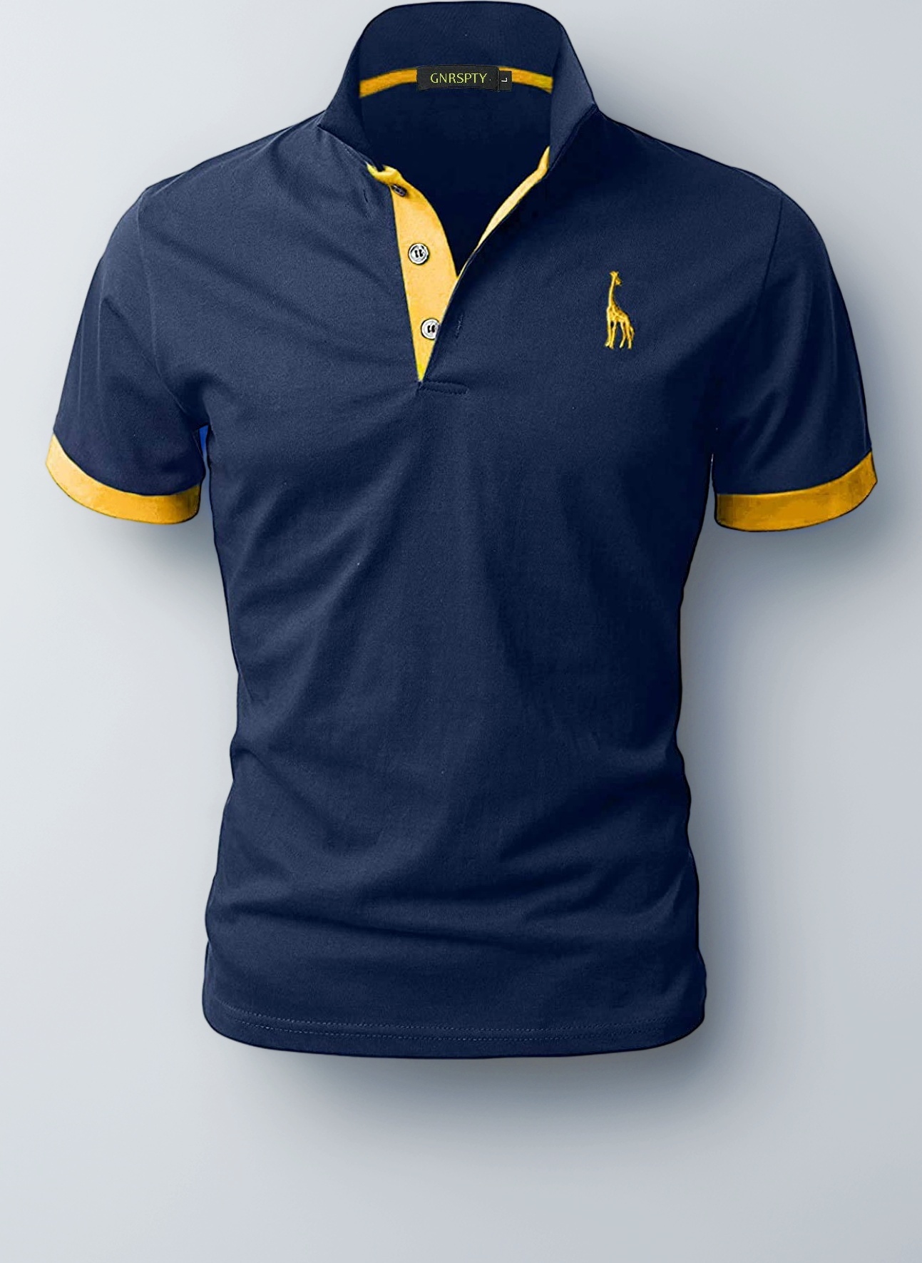 Mens Short Sleeve Polo Shirts Classic Giraffe Embroidery Golf Tennis T-Shirt