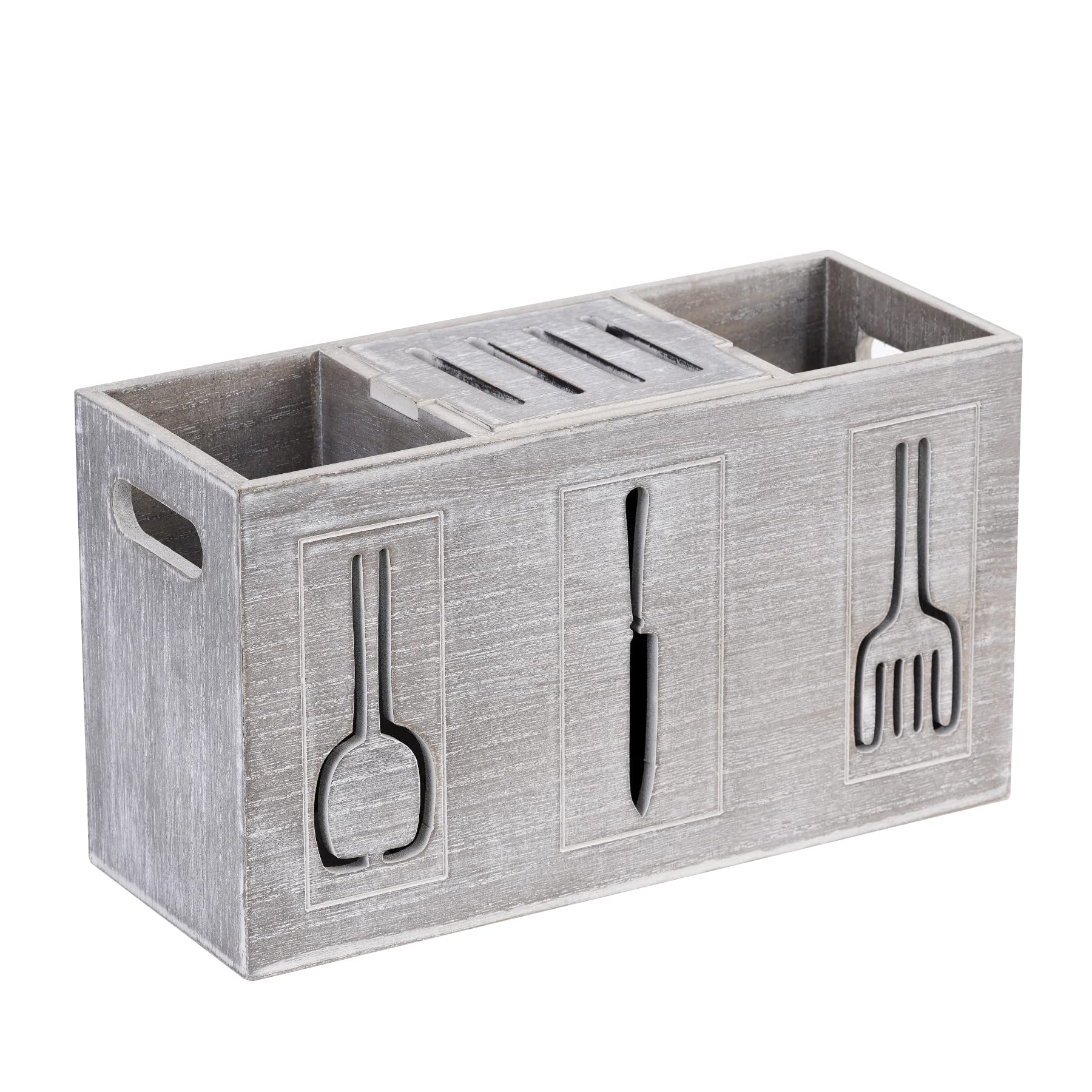 Korbgeflecht Besteckhalter Mit 4 Fächern - Küchen-Organizer Mit Griff