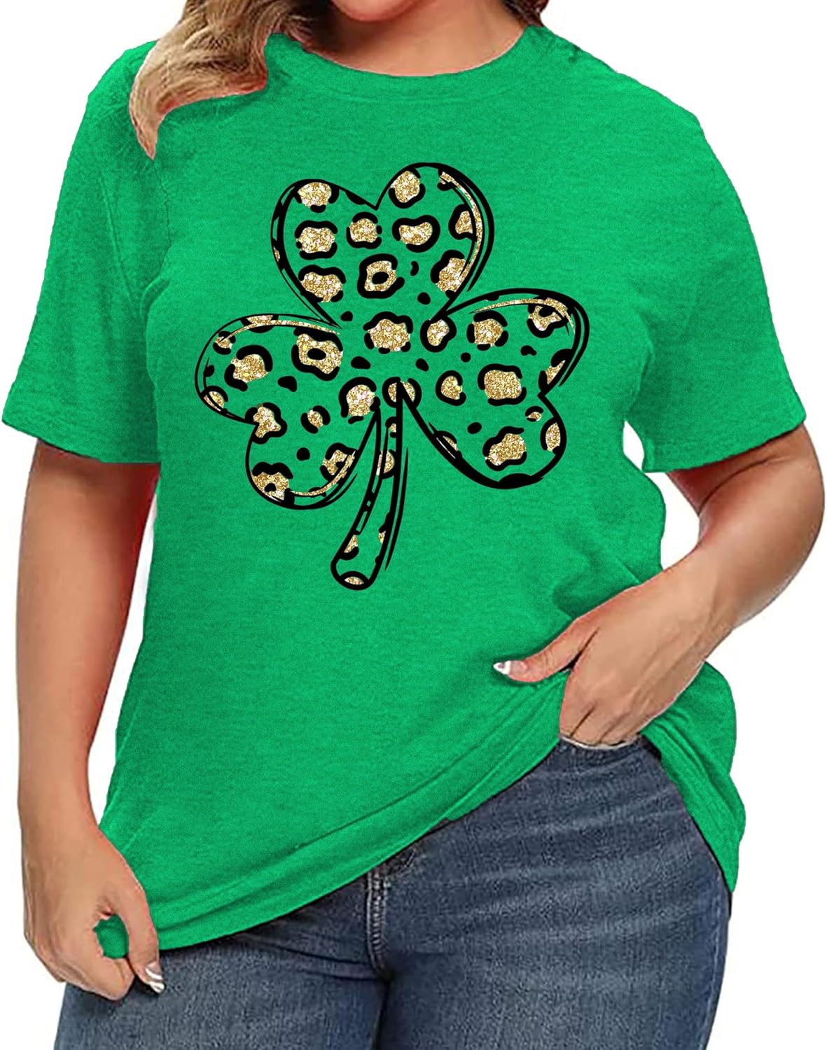Plus Size St. Patrick's Day Shirt for Women Lucky Shamrock Tee Shirts Irish Clover Graphic Print Tops - Image 3