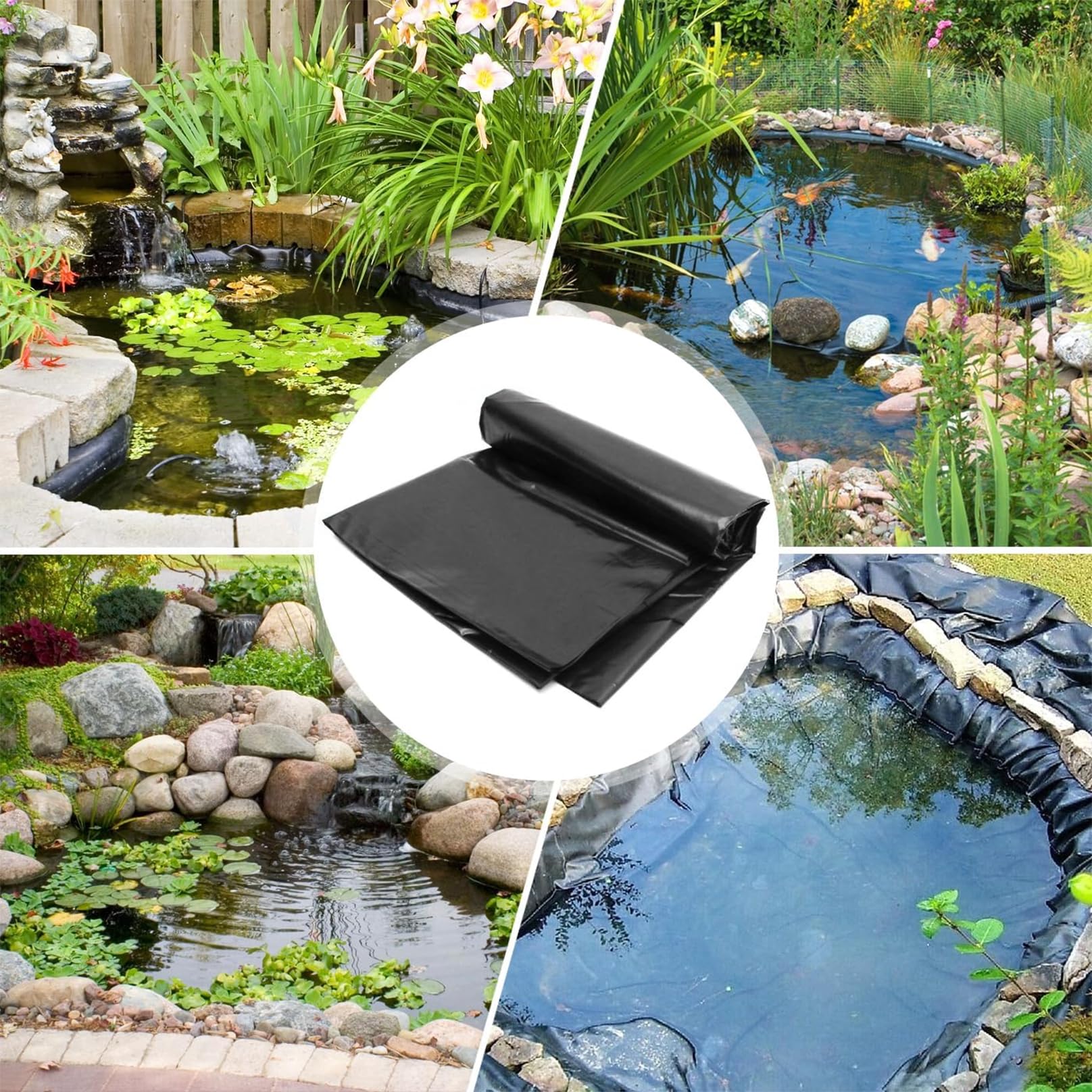 Telo per Laghetto, Rivestimento per Laghetto, Fodera per Laghetto Impermeabile ad Alta Resistenza, Resistente agli Strappi, Stabilizzato UV, per Fontane e Giardini Acquatici 3x11.5m