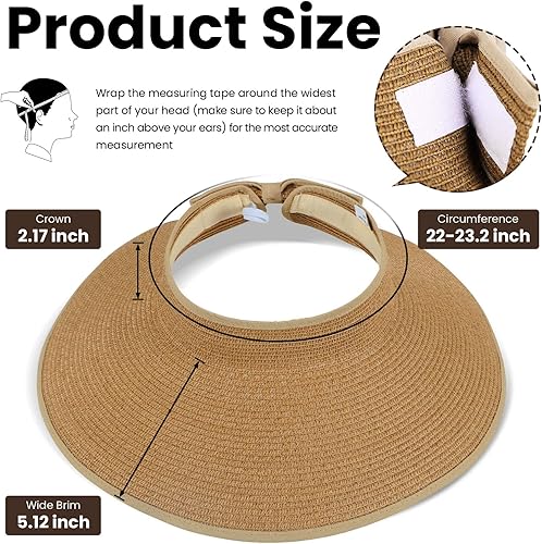 Miniatura 4 de Simplicity Womens UPF 50 Wide Brim Roll-up Straw Sun Hat Sun Visor