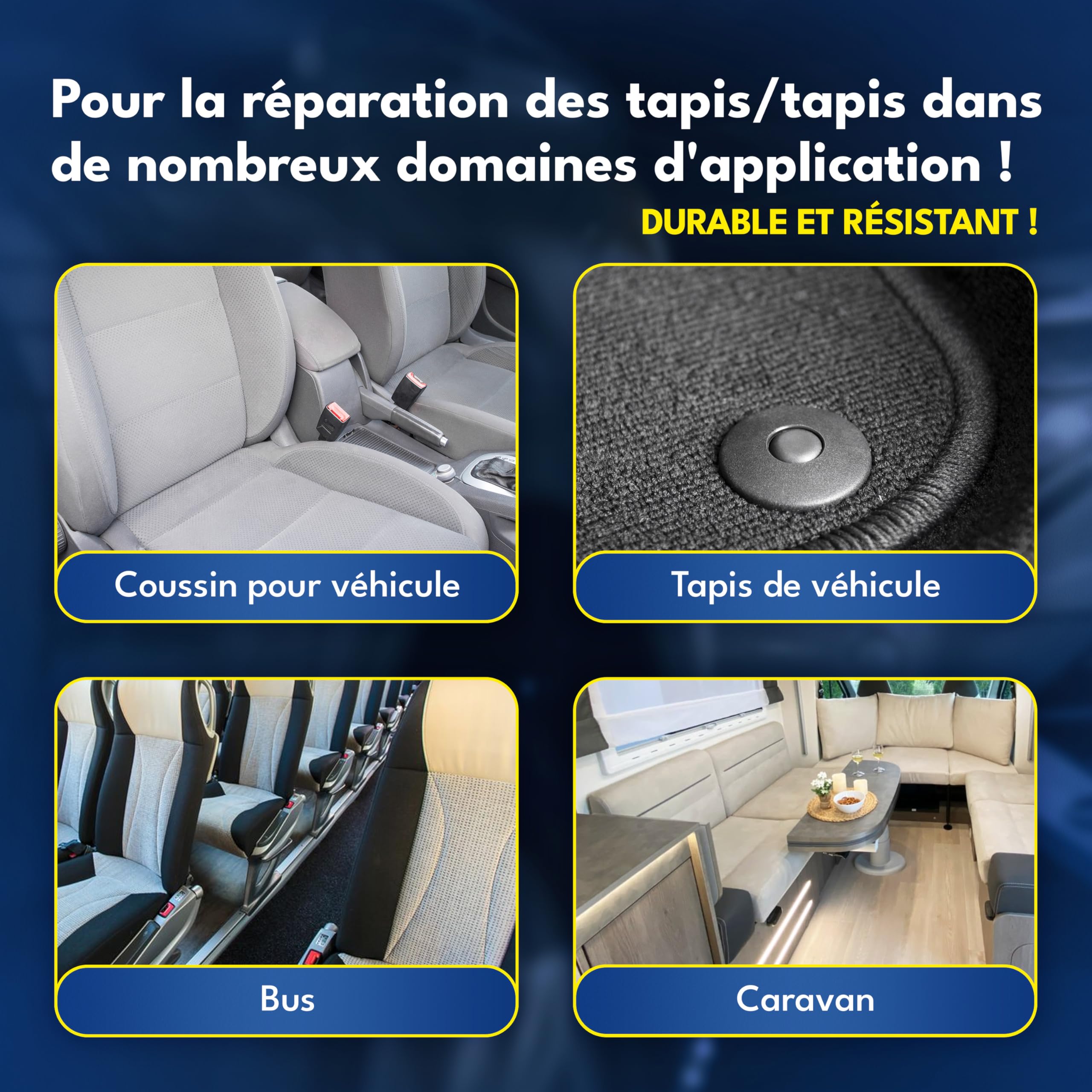 ATG®Kit Réparation Tissu Voiture – Réparation siège Auto, canapé, Sofa et Textiles, Trou Tissu, brûlures et Fissures – Kit réparation Textile intérieur, 13 pièces