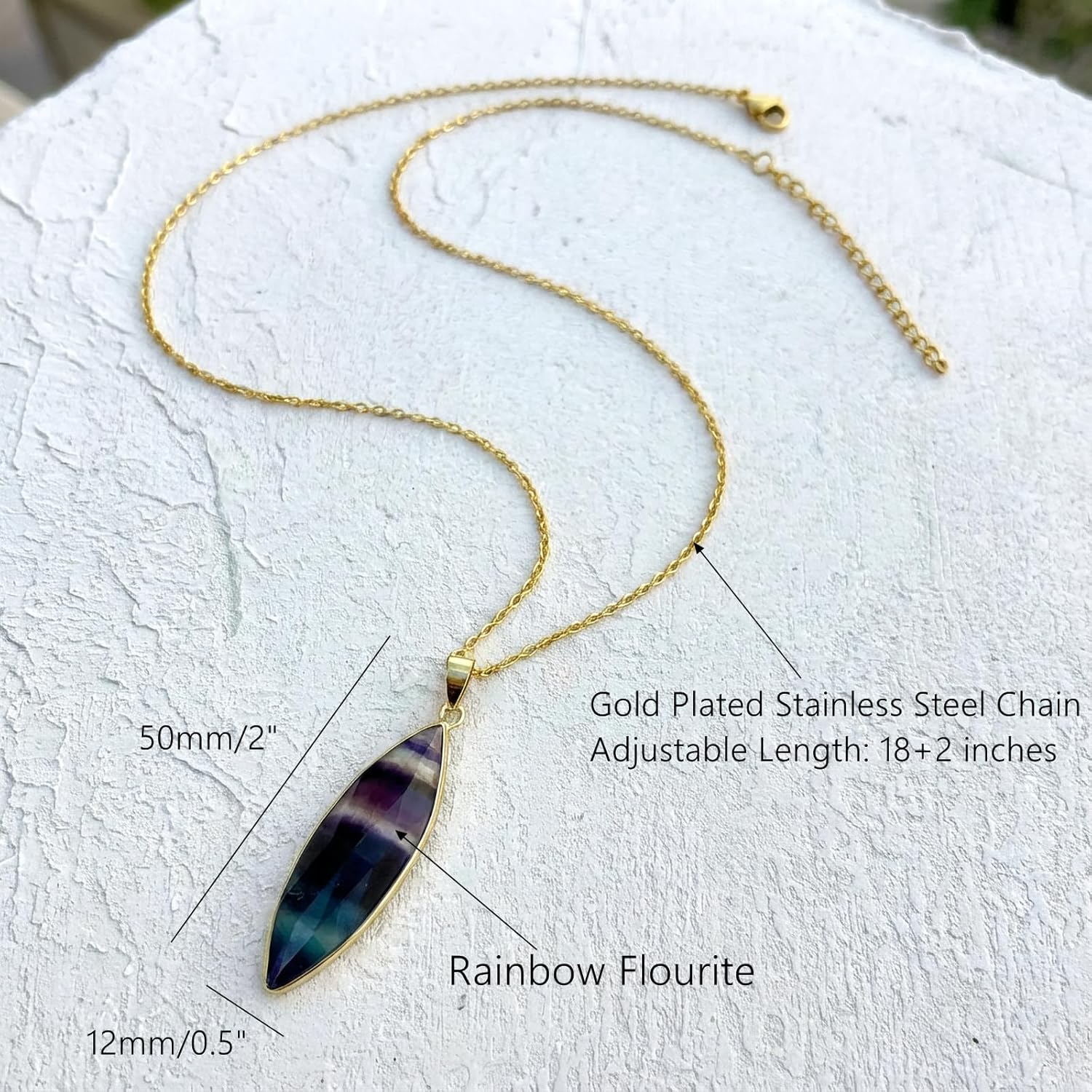 Fluorite Crystal Necklace, Healing Spiritual Jewelry Gemstone Necklace for Women, Trendy Handmade Stone Pendant Necklace - Image 7