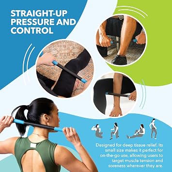RAD Rod Mini 16in Compact Deep Tissue Massage Roller Stick Travel-Ready Myofascial Release Tool for Legs, Back, Neck, Arms & Shoulders Muscle Roller for Mobility & Recovery