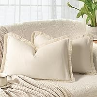 Vista 13 de ZWJD Fundas de Almohada 18x18 Juego de 2 Fundas de Almohada Decorativas Verde Militar con Flecos Algodón Chic Fundas de Cojín Cuadradas para Sofá