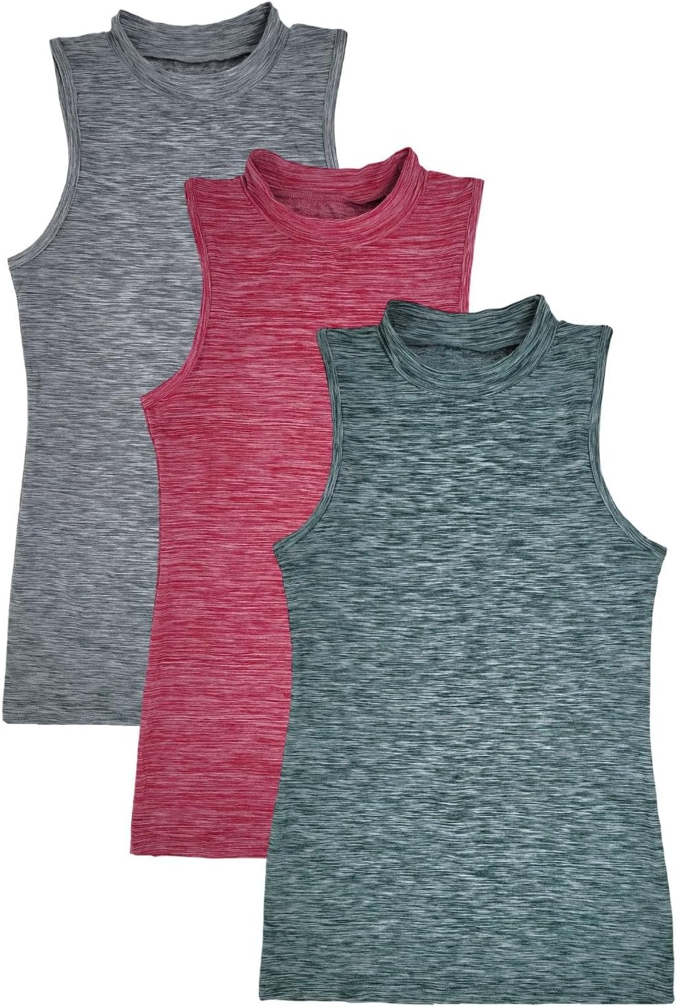 SUMONA 3 Pack Assorted Color Everyday Casual Sport Yoga Women Mock High Neck Tank Tops