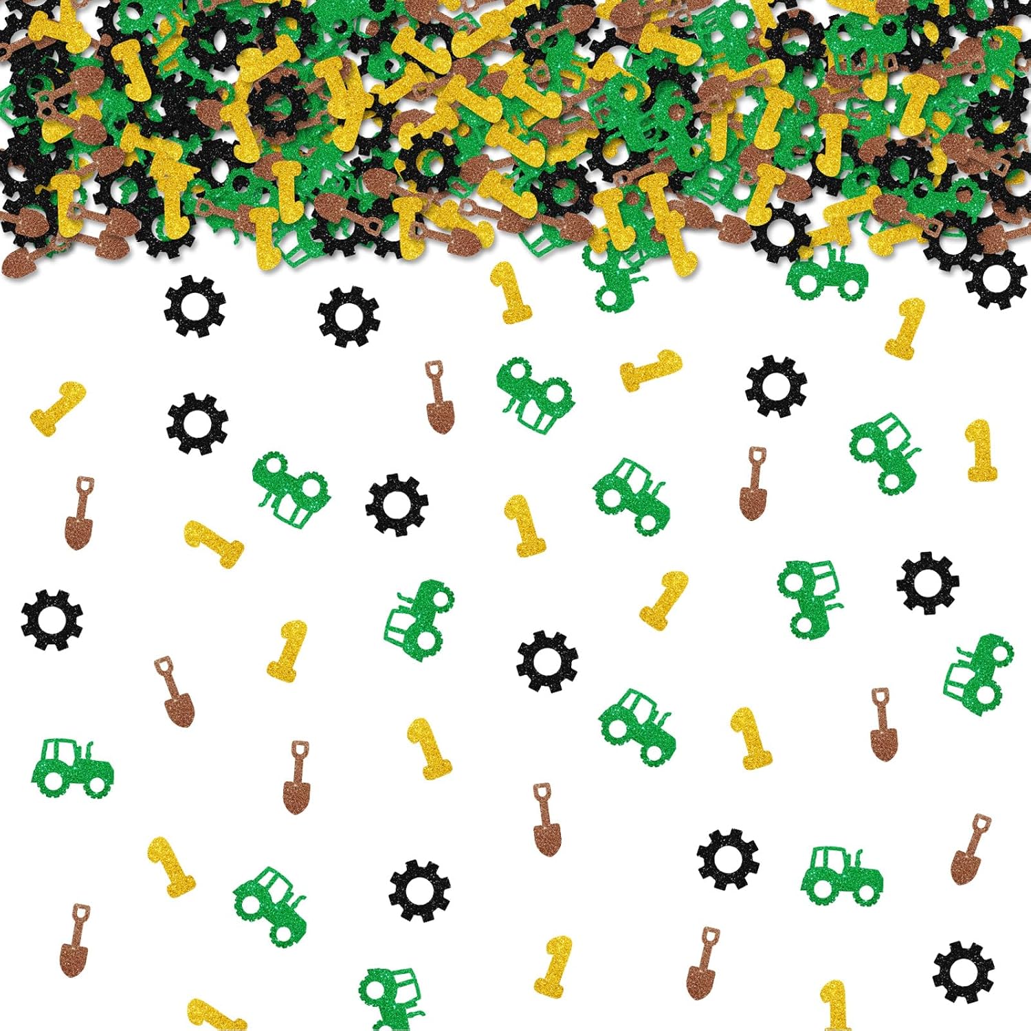 100pcs Tractor 2nd Birthday Confetti, Farm Tractor Table Confetti, Green Truck Birthday Paper Scatters, Farm Truck Themed 2nd Anniversary Party Table Decoration