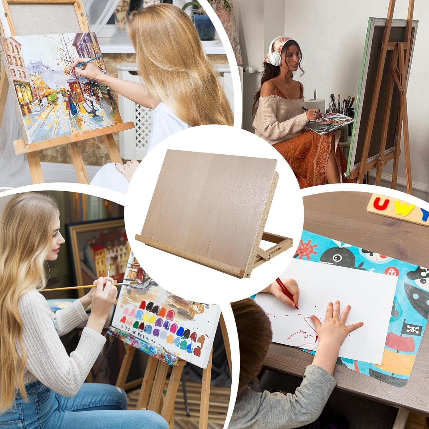 絵画用卓上イーゼル | 折り畳み式 画材 - 木製スケッチイーゼル | 子供 大人 アーティスト 初心者 家庭 アトリエ 教室 アパ