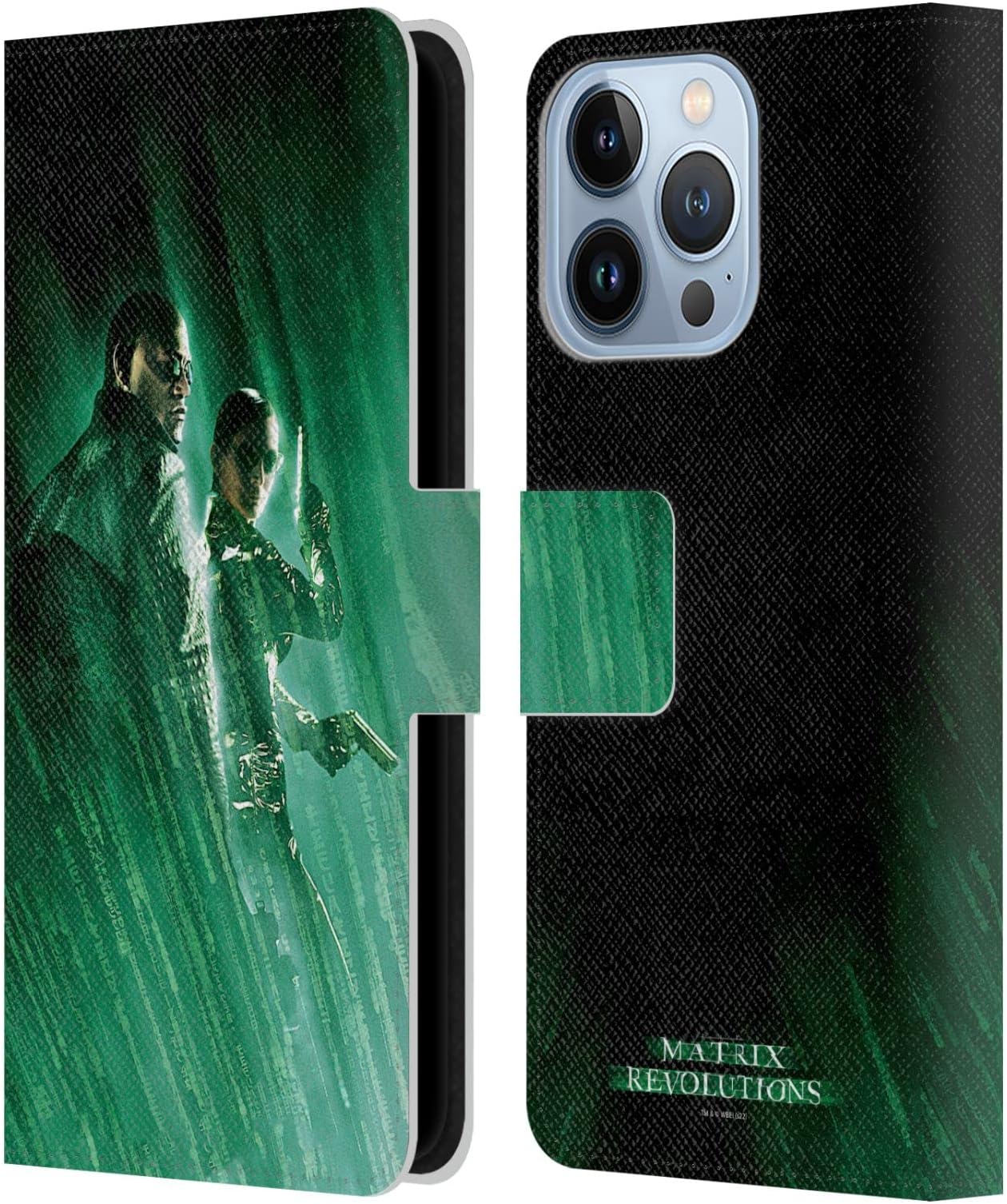 Head Case DesignsOfficially Licensed The Matrix Revolutions Morpheus Trinity Key Art Leather Book Wallet Case Cover Compatible With Apple iPhone 13 Pro