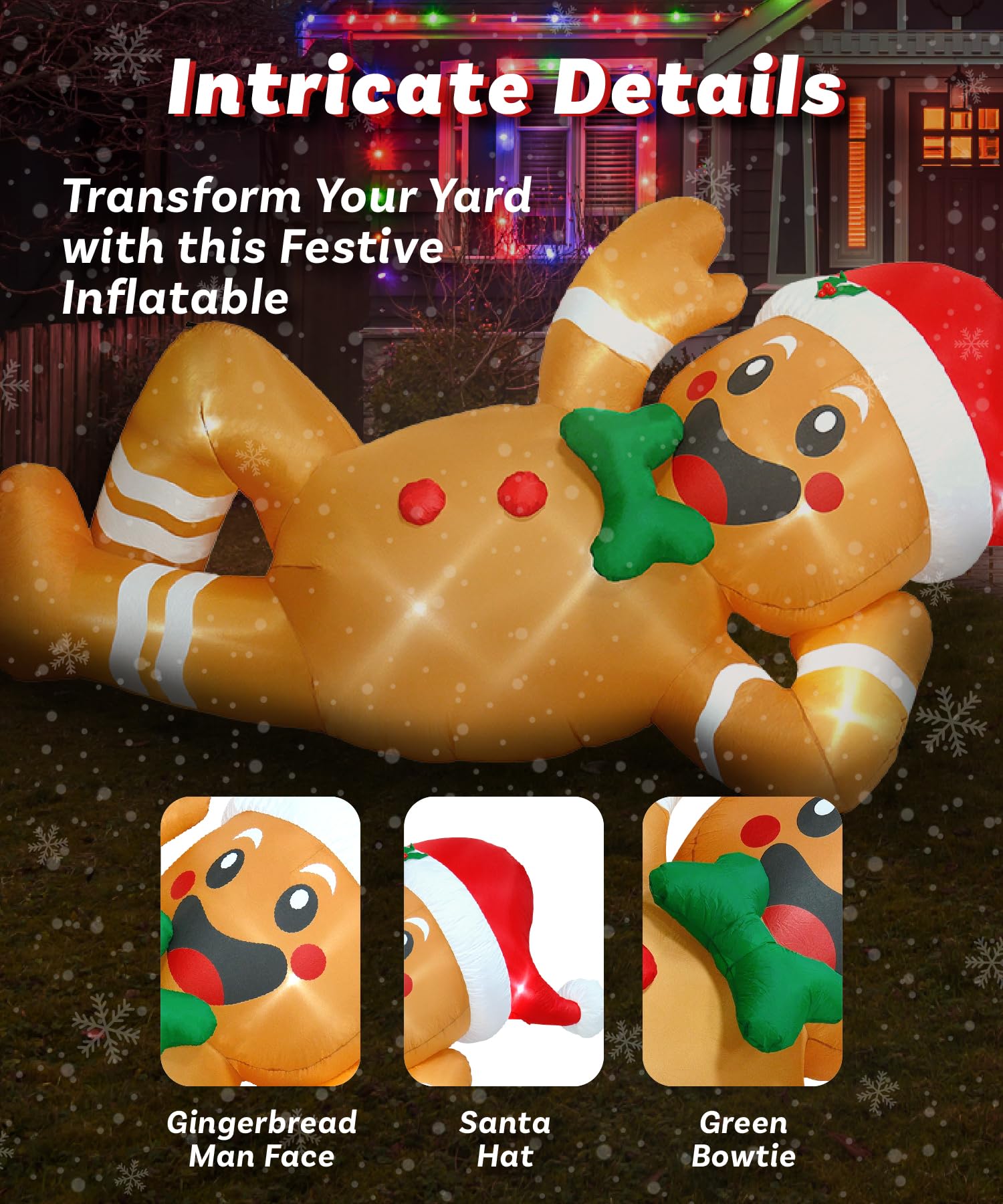 Inflables de Navidad de 10 pies descansando Hombre de Jengibre. Inflables Gigantes de Navidad. Grandes Decoraciones de Navidad inflables de Navidad al Aire Libre. Decoraciones inflables de