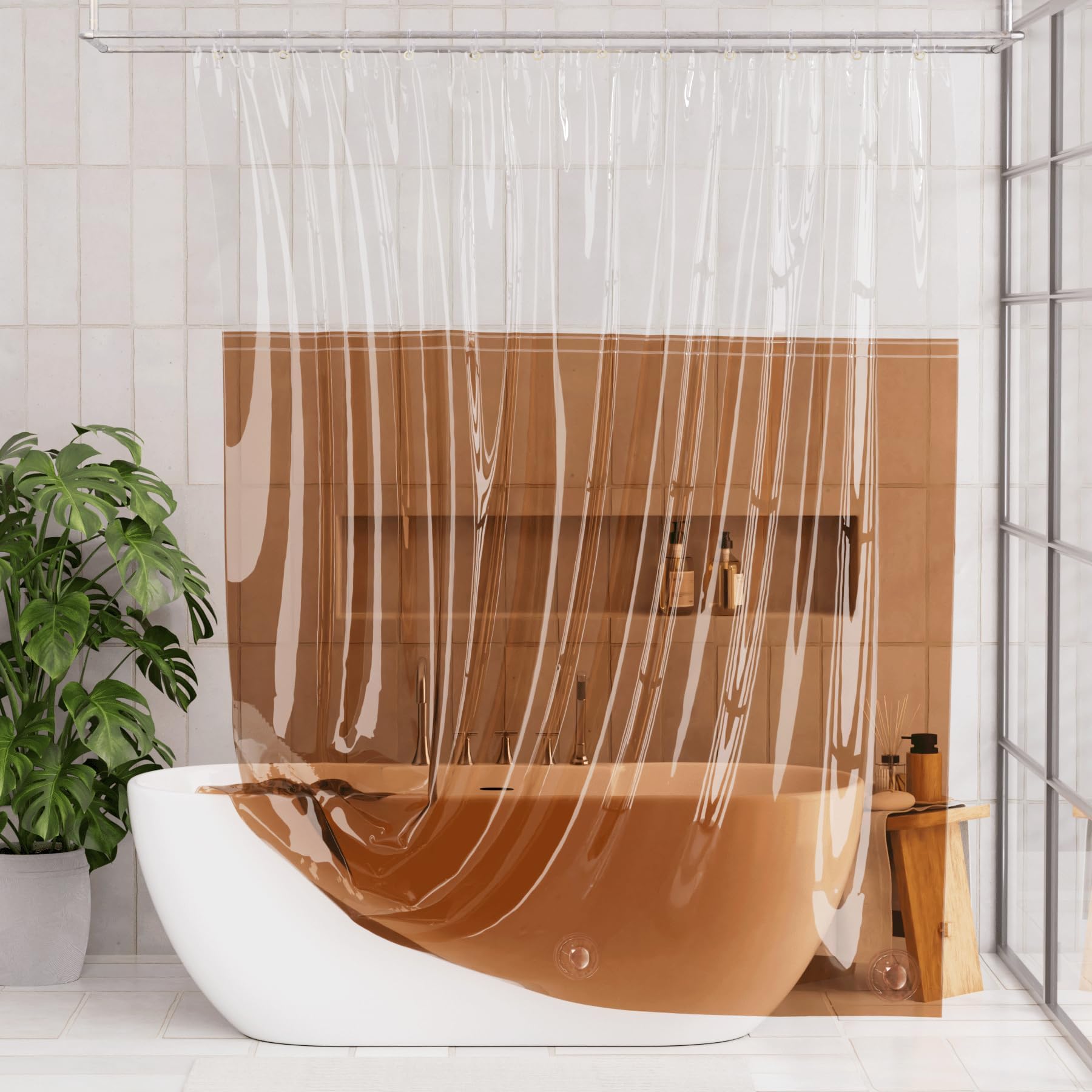 Amazon.com: Riverbyland Translucent Orange Shower Curtain 72" x 72 ...