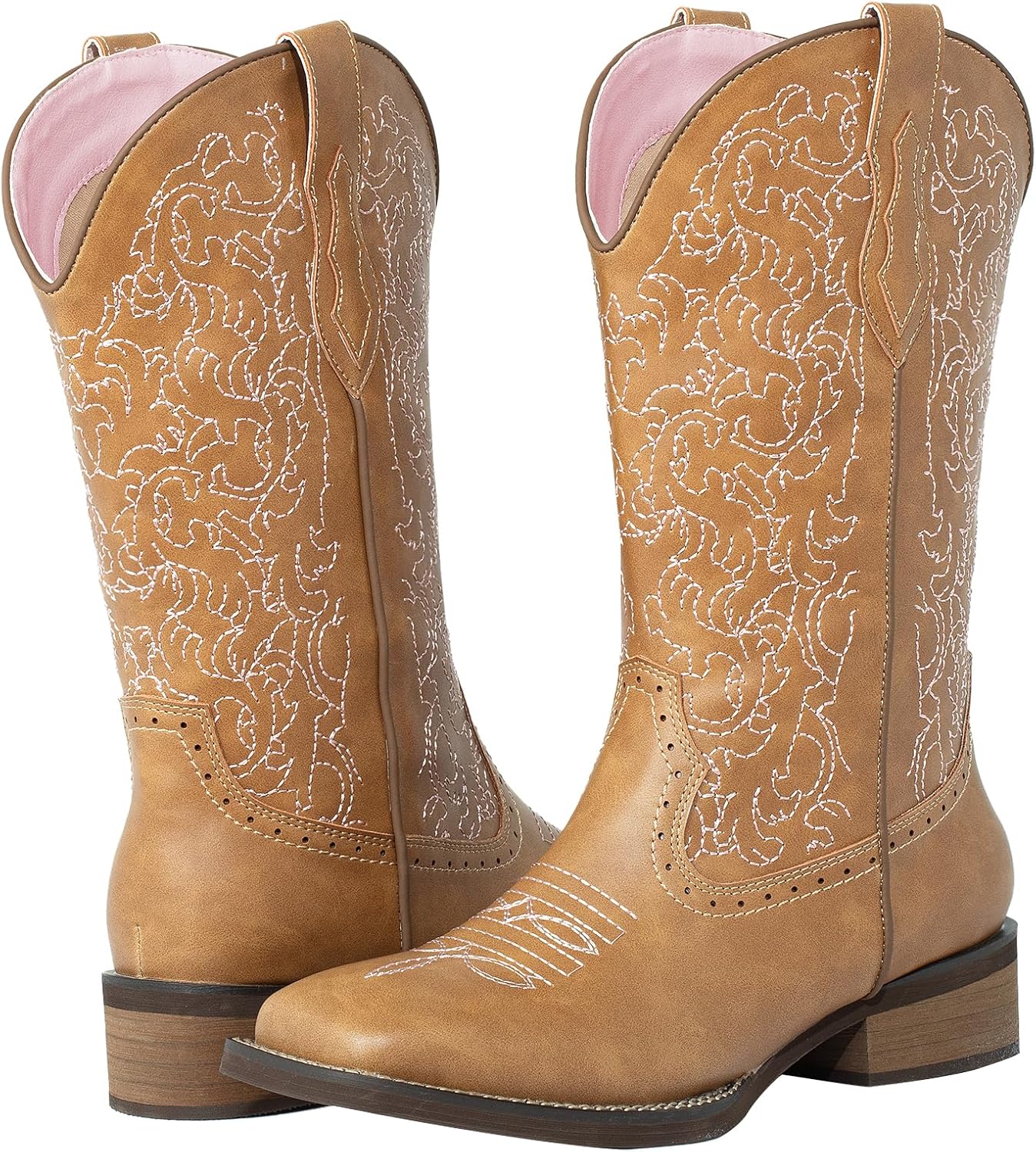 SheSole Cowboy Boots For Women Wide Square Toe Mid Calf Ladies Western Cowgirl Boots - Image 9