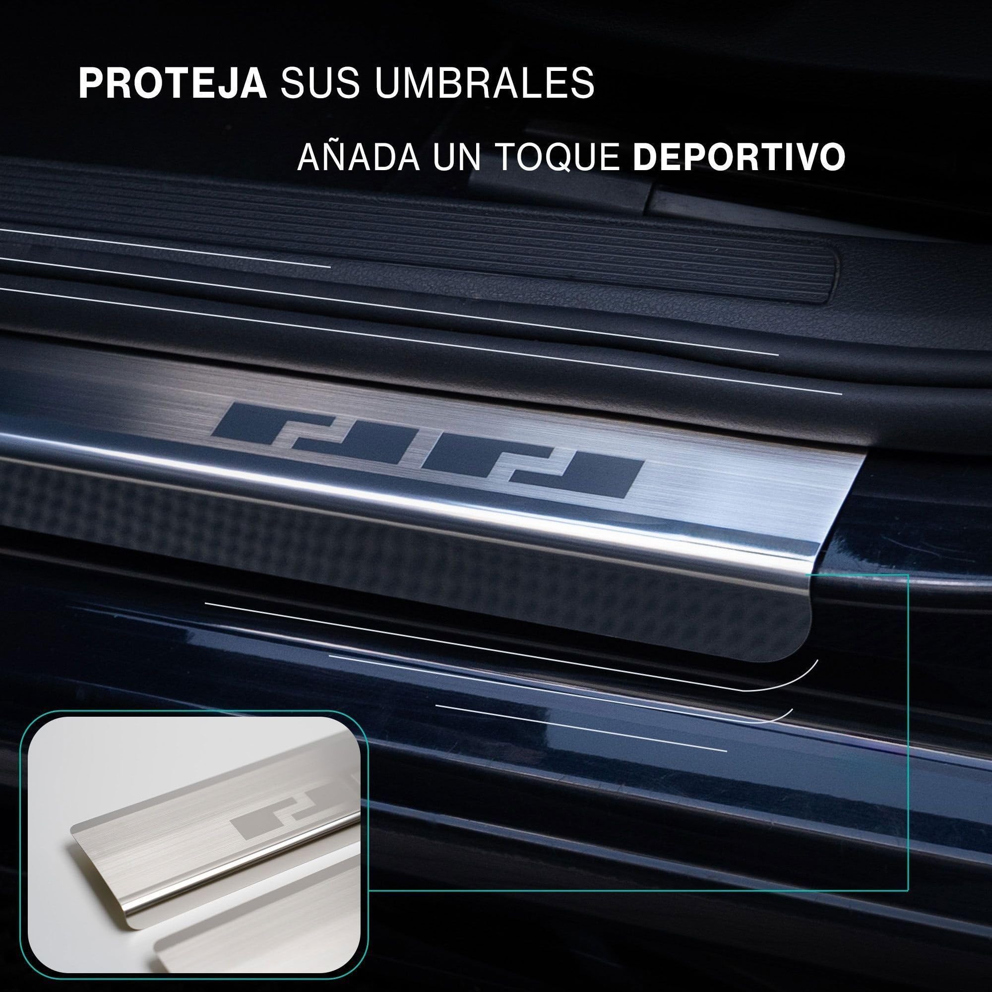 CHROMEMASTER | Protector de Umbral de Puerta Compatible con Mazda CX-5 II 2017-2024 | Acero Inoxidable; Protección Antirrayaduras para Umbral - Accesorio de Coche Adhesivo - Juego de 4 Piezas