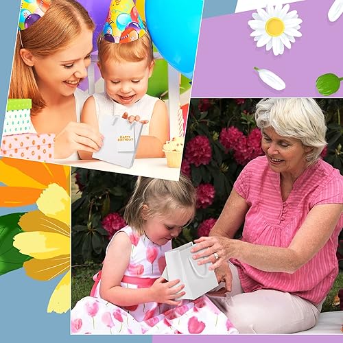 Miniatura 6 de Paquete de 100 mini bolsas de regalo a granel, 4 bolsas de papel de 2.75 x 4.5 pulgadas con etiquetas de regalo, bolsas de regalo de papel extra