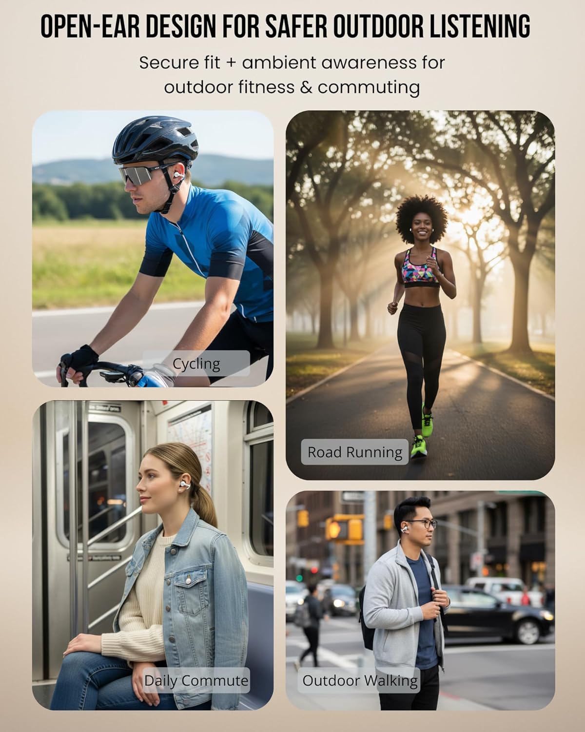 Essonio Open Ear Earbuds, Bluetooth 6.0 Clip on Wireless Headphones with 12mm Driver, 60H Playingtime, IP55 Water Resistant Ear Cuff Earphones, Healthy Earless Design for Running, Gym, Office