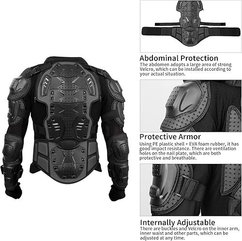 Miniatura 5 de PELLOR Chaleco de armadura para motocicleta, espalda en el pecho, chaleco de protección para motocross, esquí, equitación, patinaje, anticaída,