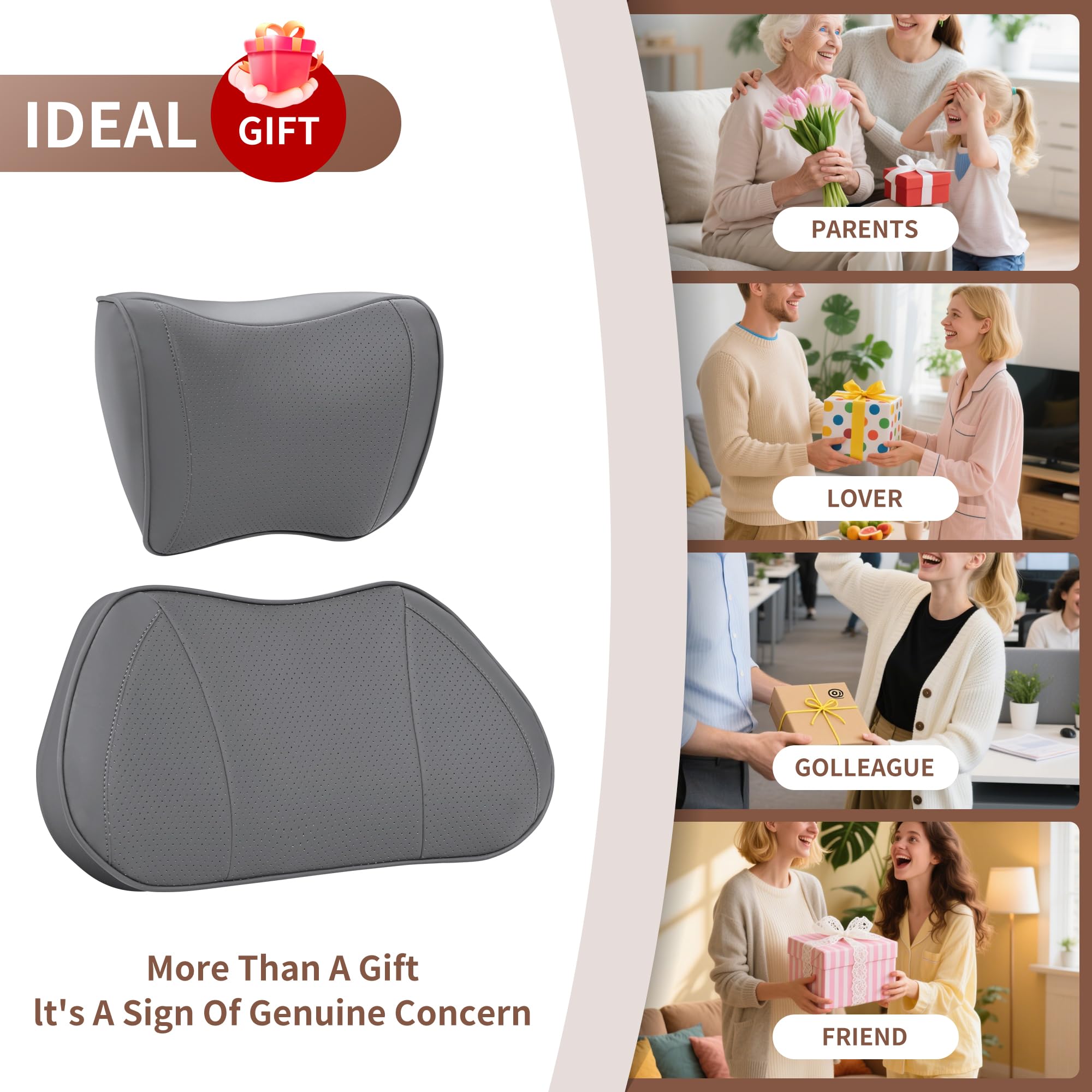 Ergonomisches Lendenkissen aus Memory Foam, RückenKissen – Verbessert Haltung & lindert Rückenschmerzen – Rückenstütze Lordosenstütze für Bürostuhl, Auto & Sofa, Grau, 1 Stück