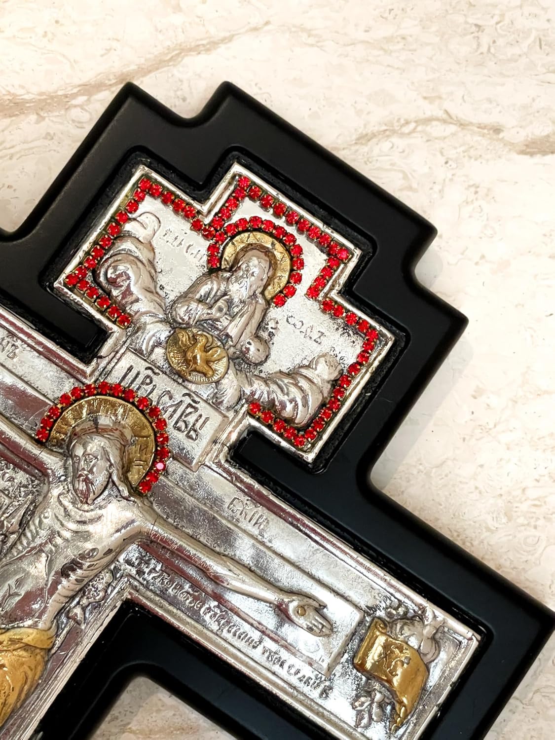 Mount Athos Original Byzantine Orthodox Crucifix Sterling SILVER Wall Cross HANDCRAFTED Master Silver Smith HANDMADE Christian Wedding gift for couple New Home Owner Religious Jesus CROSS Christmas