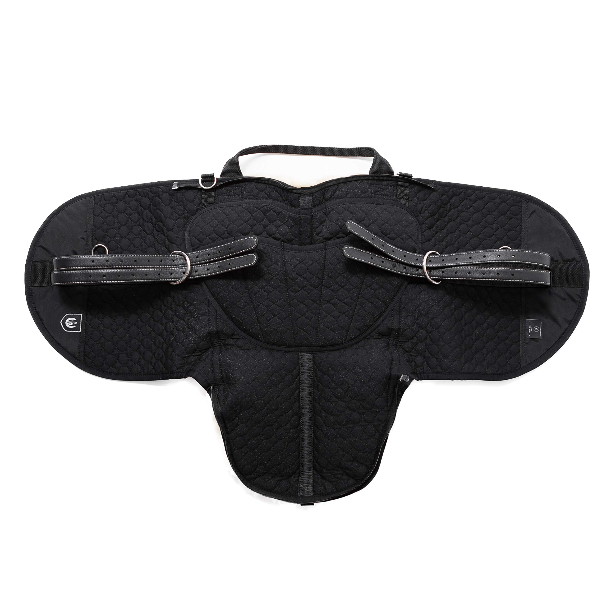 Selle de cheval «Fellsattel PREMIUM Plus» de WERNER CHRIST – selle de peau d’agneau de haute qualité (treeless), pour les chevaux demi-sang, poneys et shetlands. Couleurs: anthracite, marron et beige.