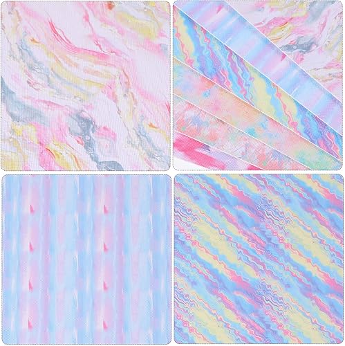 Miniatura 7 de BESPORTBLE 6 hojas de cuero sintético colorido patrón de graffiti DIY hoja de tela de piel sintética para pendientes de diadema para hacer