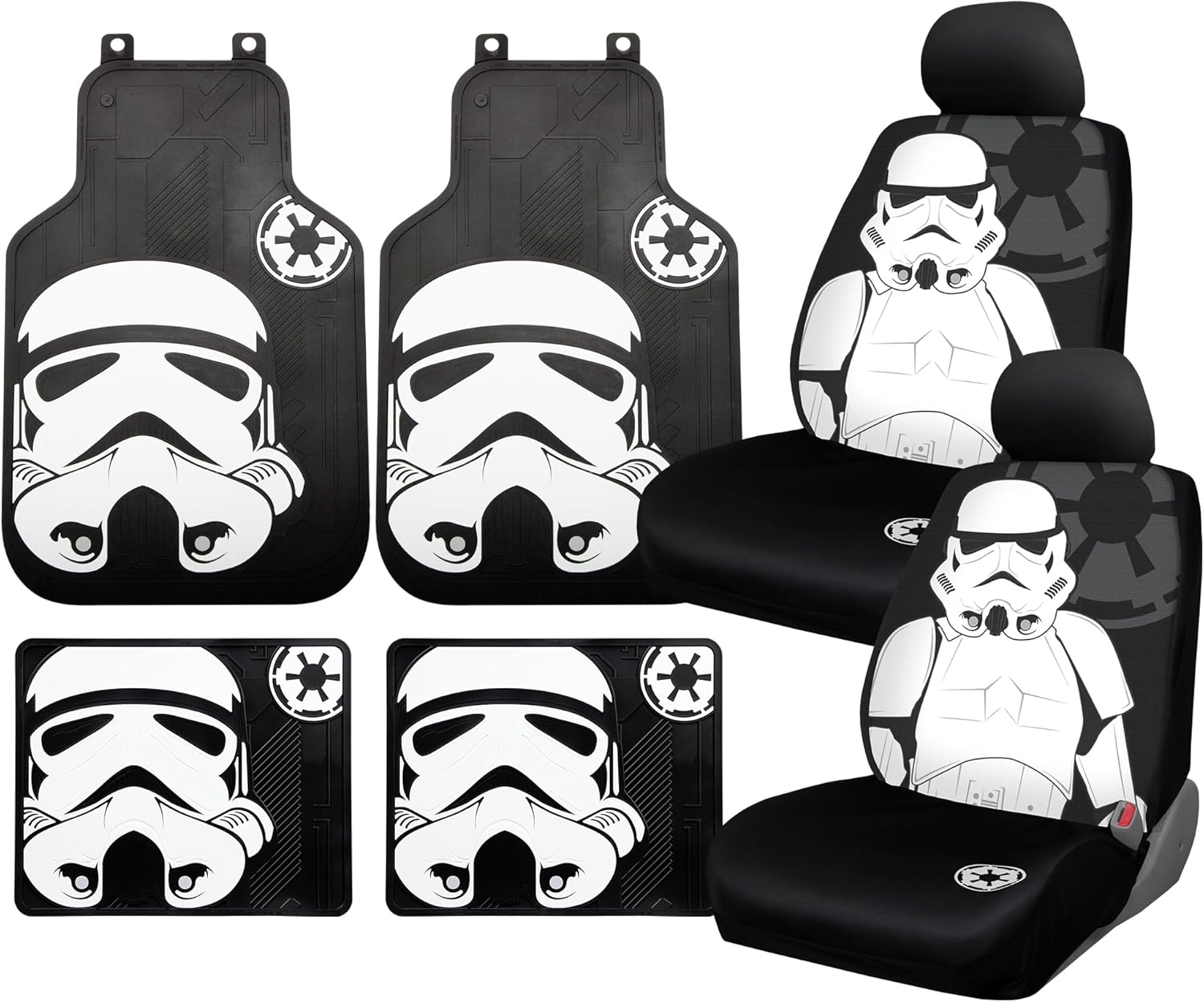 Plasticolor 008895ZA1 6pc Star Wars Stormtrooper Front and Rear Floor Mat and Seat Cover Kit