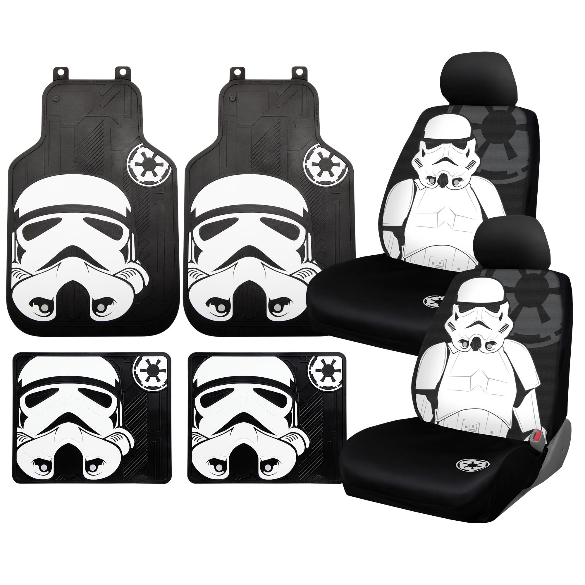 Plasticolor 008895ZA1 6pc Star Wars Stormtrooper Front and Rear Floor Mat and Seat Cover Kit