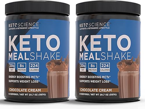 Keto Science - Batido cetogénico de comida, MCT que aumenta la energía, apoya la pérdida de peso, apto para dieta keto y paleo, sabor a crema de