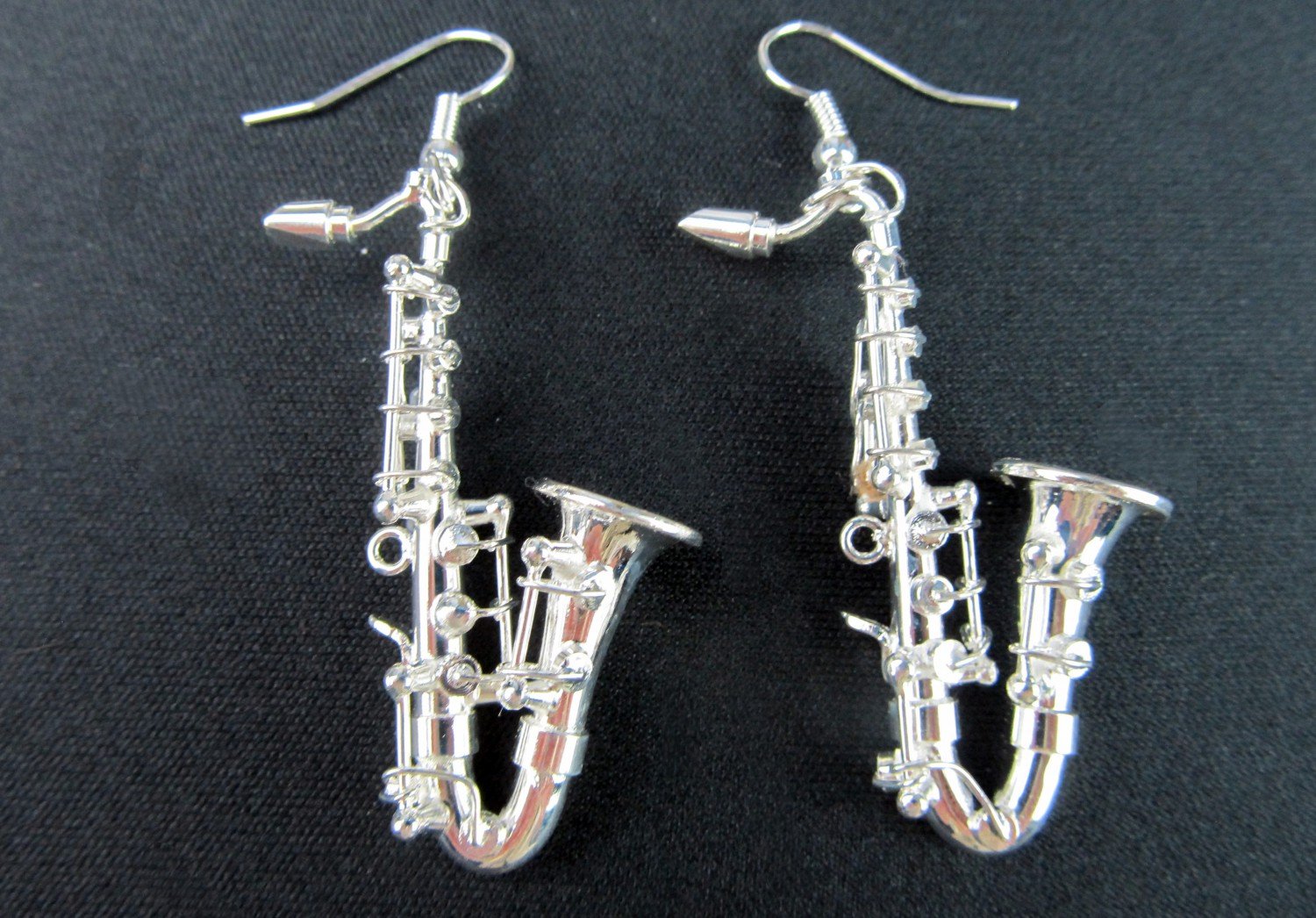 Miniblings Saxofonohrringe Ohrringe Saxofon Jazz Saxophon Musik versilbert Sax + Box - Handmade Modeschmuck I Ohrhänger Ohrschmuck versilbert