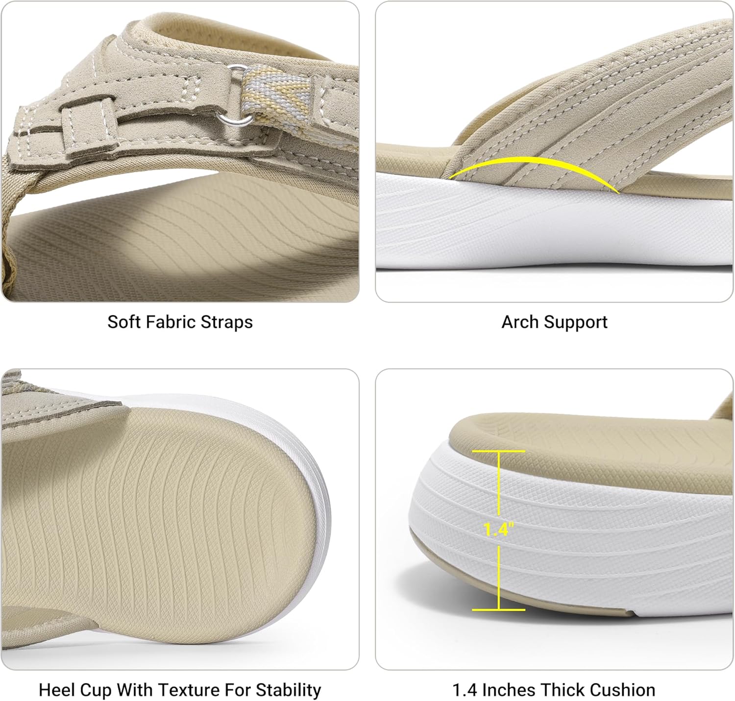 DREAM PAIRS Women's Arch Support Flip Flops Comfortable Thong Sandals - Image 4