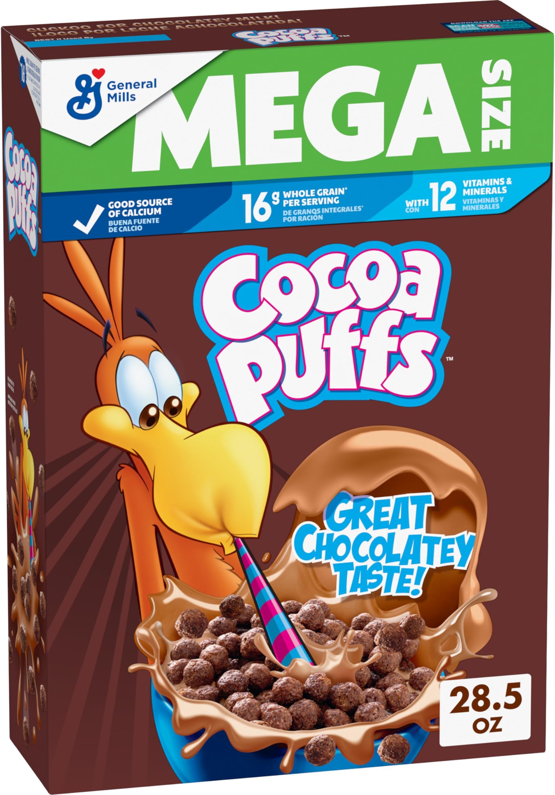 Cocoa Puffs, Chocolate Breakfast Cereal with Whole Grains, Family Size, 28.5 oz