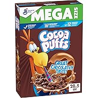 Vista 1 de Cocoa Puffs, Cereal de chocolate para desayuno con granos integrales, tamaño familiar, 28.5 onzas