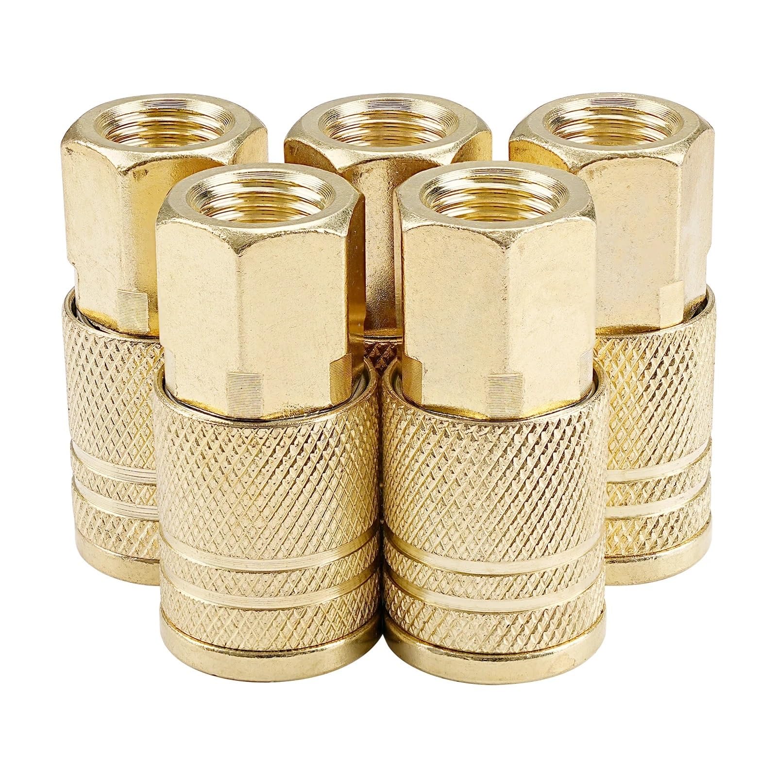 Aria Compressa Attacco In Ottone massiccio 1/4 "NPT Raccordo Pneumatico Linea Aria Attacco Rapido Connettore Accoppiatore Adattatore for Compressore D'aria 1 Pz/2 Pz/5 Pz/10 Pz(5Pcs)