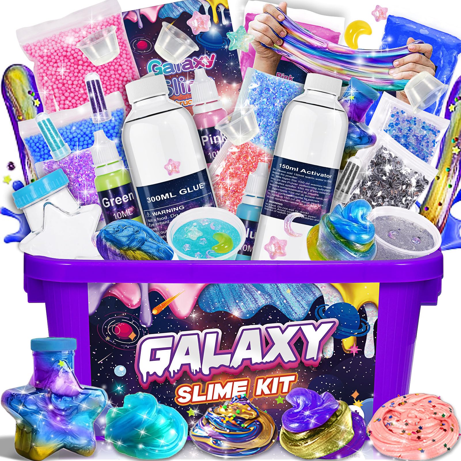 Slime Making Kit, Toys for 6 7 8 9 10 11 12 Year Old Girls Boys Gifts Birthday Galaxy Slime Kits for Girls 6-12 Year Old Girl Boy Gifts Fluffy Slime Kids Birthday Presents Craft Kits for Kids