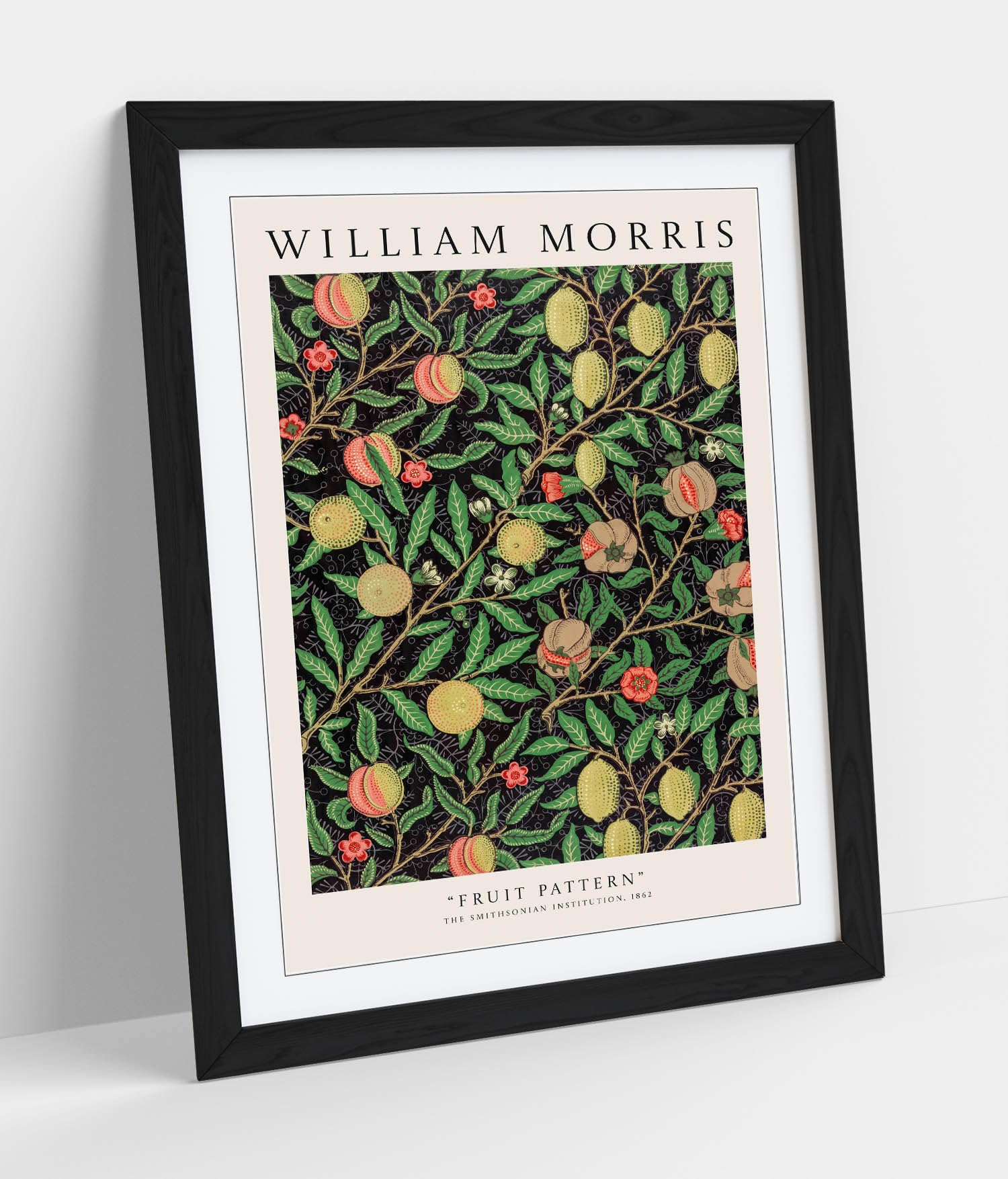Fruit Pattern by William Morris Stunning Framed Wall Art Print Picture - A4 - Black Frame