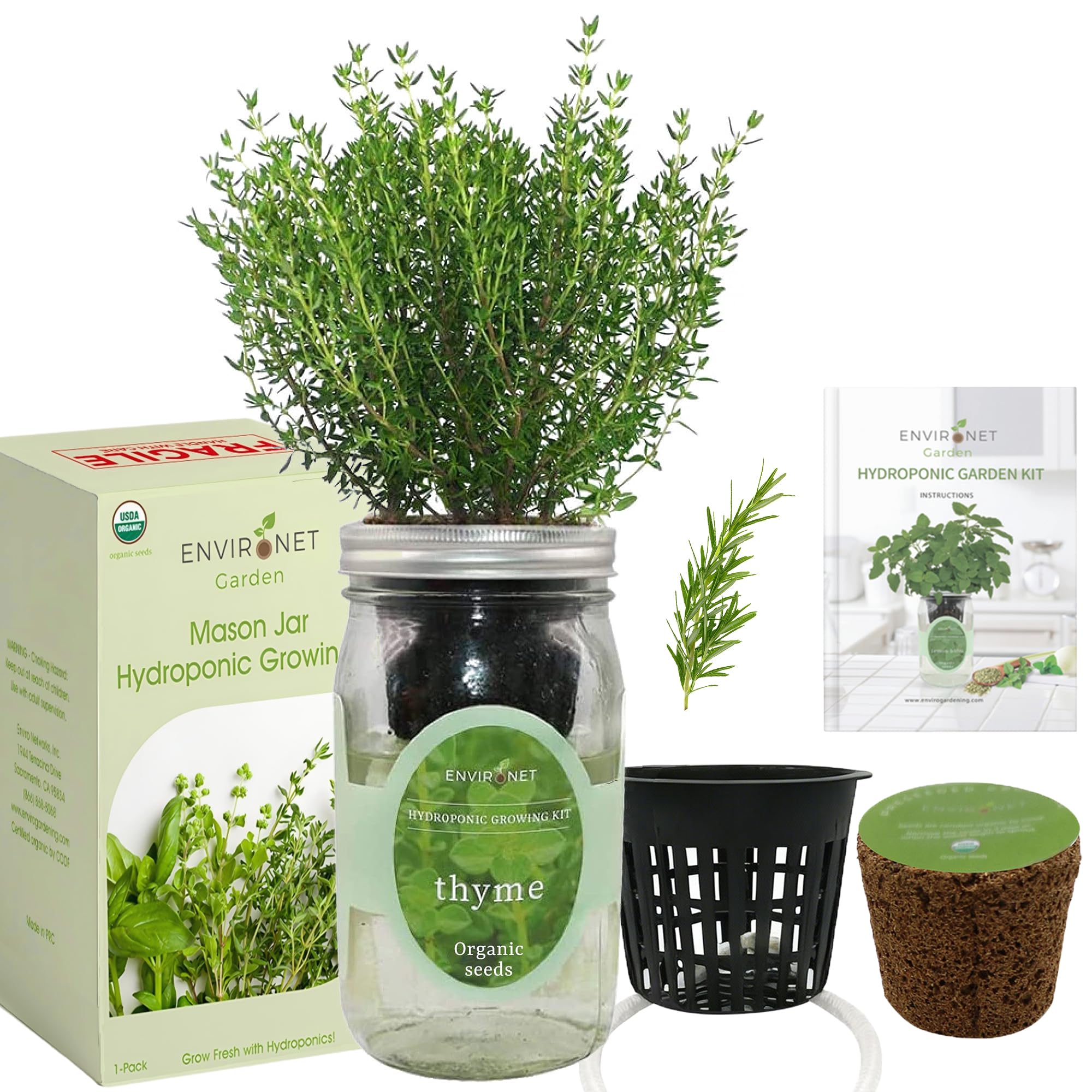 Kit de culture hydroponique d'herbes aromatiques, pot Mason auto-arrosant, kit de démarrage pour l'intérieur, fenêtre d'herbes et de jardin, cultivez vos propres herbes à partir de graines