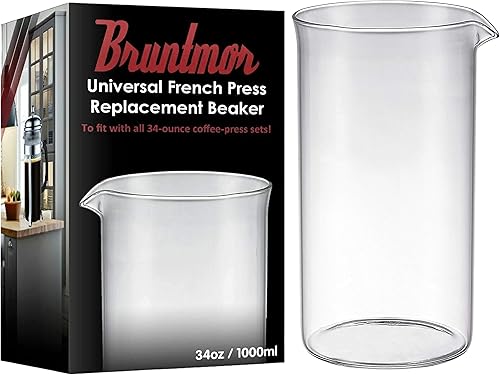 bruntmor universal Sustitución Vaso de calor & Resistente a golpes borosilicato Jarra de vidrio de repuesto para French Press Cafetera eléctrica,