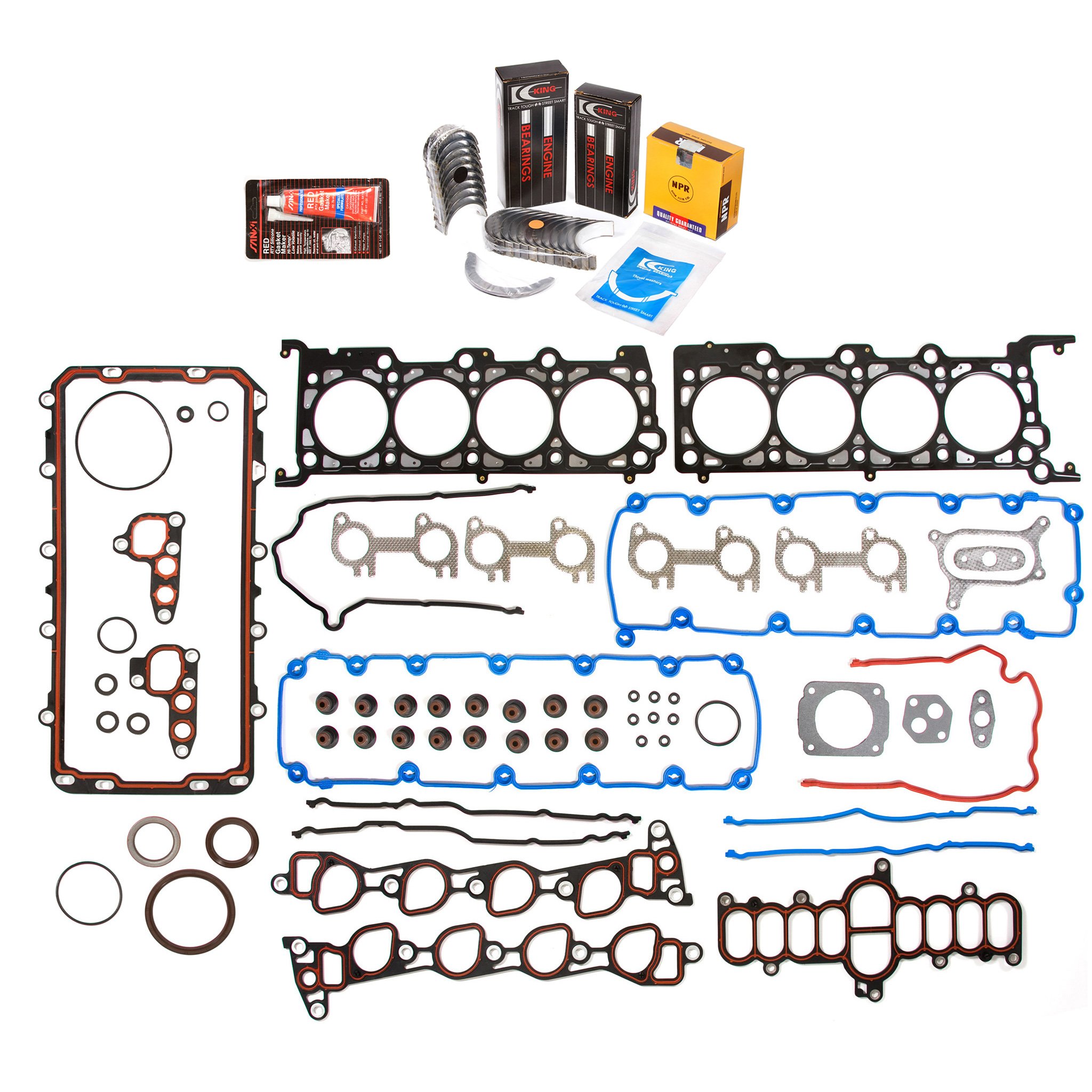Evergreen Engine Rering Kit FSBRR8-21203 Compatible With 97-99 Ford E150 E250 F150 F250 4.6 SOHC WINDSOR Full Gasket Set, Standard Size Main Rod