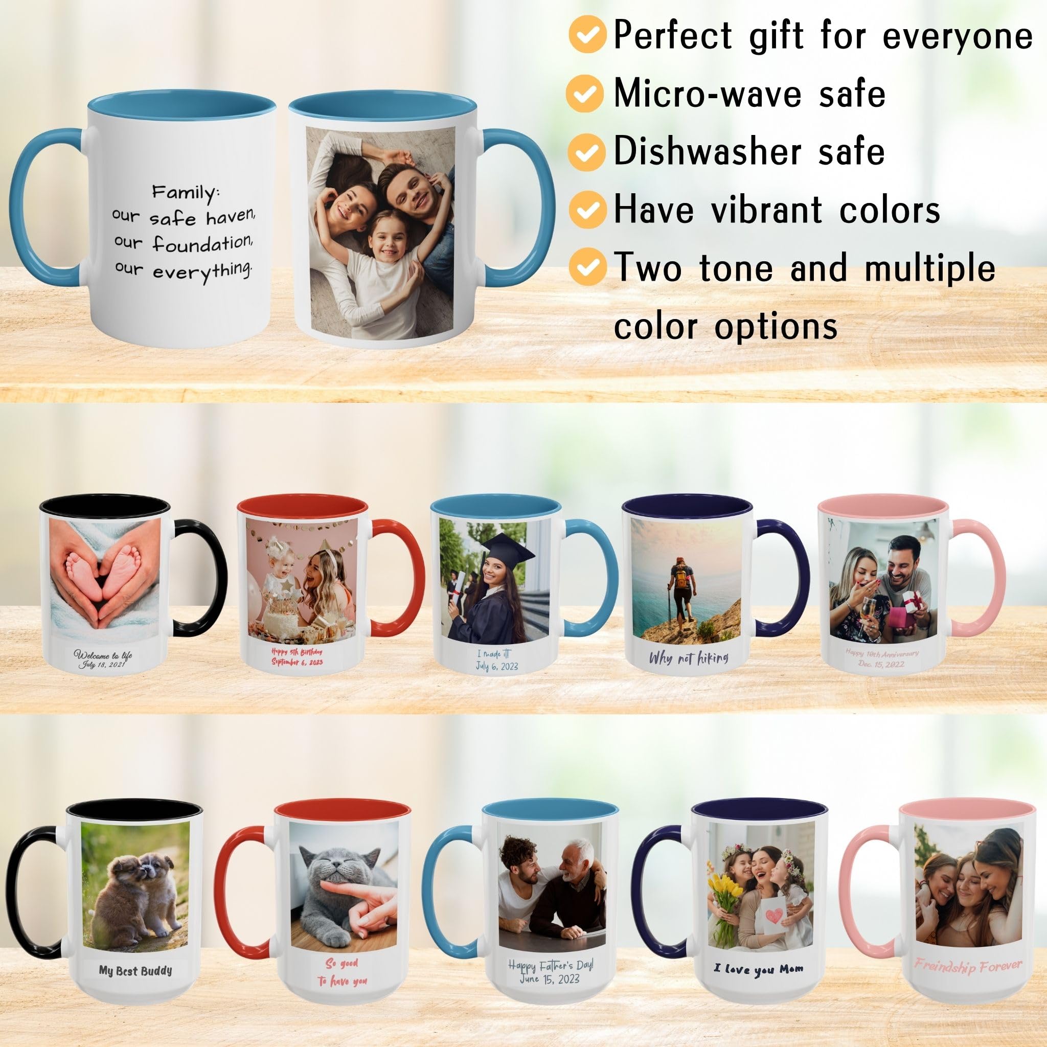 Custom Personalized Mug with Picture or Text of Your Uploads, Microwave & Dishwasher Safe Ceramic Mug, 325ml - Image 5